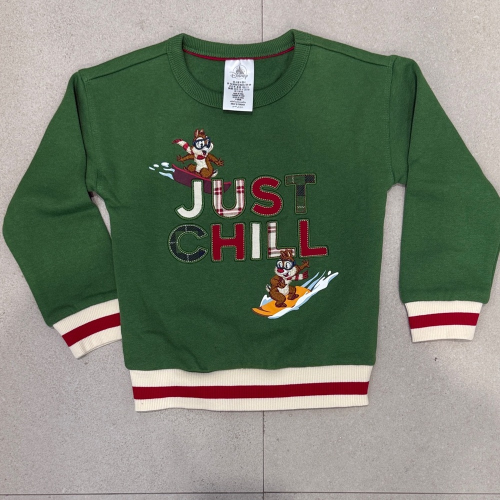 Disney Green Sweatshirt with Chip and Dale Design , NWOT